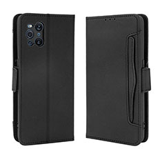 Custodia Portafoglio In Pelle Cover con Supporto BY3 per Oppo Find X3 Pro 5G Nero