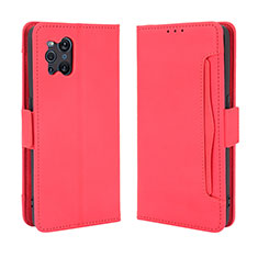 Custodia Portafoglio In Pelle Cover con Supporto BY3 per Oppo Find X3 Pro 5G Rosso