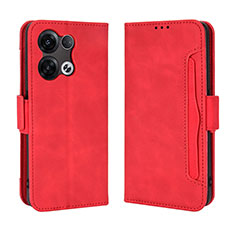 Custodia Portafoglio In Pelle Cover con Supporto BY3 per Oppo Reno8 Pro+ Plus 5G Rosso