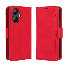 Custodia Portafoglio In Pelle Cover con Supporto BY3 per Realme 10 Pro+ Plus 5G Rosso