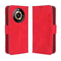 Custodia Portafoglio In Pelle Cover con Supporto BY3 per Realme 11 Pro 5G Rosso