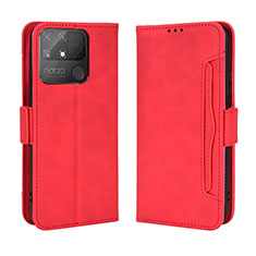 Custodia Portafoglio In Pelle Cover con Supporto BY3 per Realme Narzo 50A Rosso