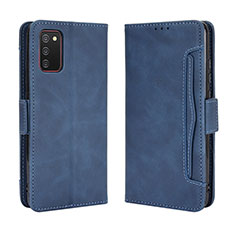 Custodia Portafoglio In Pelle Cover con Supporto BY3 per Samsung Galaxy A02s Blu