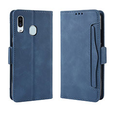 Custodia Portafoglio In Pelle Cover con Supporto BY3 per Samsung Galaxy A20 Blu