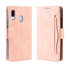 Custodia Portafoglio In Pelle Cover con Supporto BY3 per Samsung Galaxy A20 Rosa