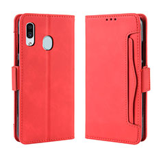 Custodia Portafoglio In Pelle Cover con Supporto BY3 per Samsung Galaxy A20 Rosso