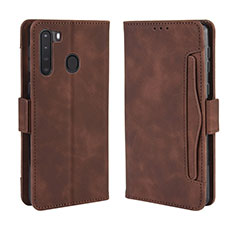 Custodia Portafoglio In Pelle Cover con Supporto BY3 per Samsung Galaxy A21 Marrone