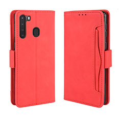 Custodia Portafoglio In Pelle Cover con Supporto BY3 per Samsung Galaxy A21 Rosso