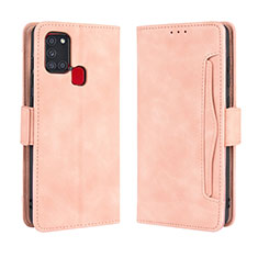 Custodia Portafoglio In Pelle Cover con Supporto BY3 per Samsung Galaxy A21s Rosa