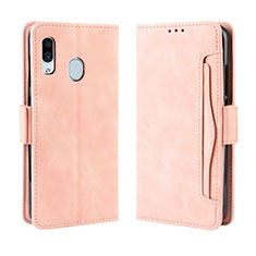 Custodia Portafoglio In Pelle Cover con Supporto BY3 per Samsung Galaxy A30 Rosa