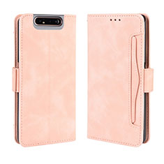 Custodia Portafoglio In Pelle Cover con Supporto BY3 per Samsung Galaxy A80 Rosa