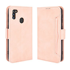 Custodia Portafoglio In Pelle Cover con Supporto BY3 per Samsung Galaxy M21 (2021) Rosa