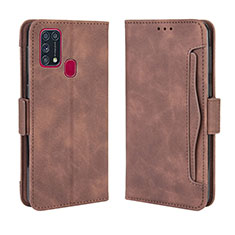 Custodia Portafoglio In Pelle Cover con Supporto BY3 per Samsung Galaxy M21s Marrone