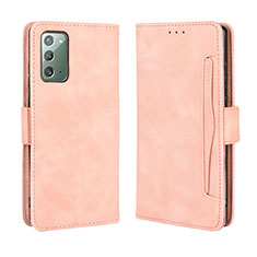Custodia Portafoglio In Pelle Cover con Supporto BY3 per Samsung Galaxy Note 20 5G Rosa