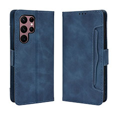 Custodia Portafoglio In Pelle Cover con Supporto BY3 per Samsung Galaxy S22 Ultra 5G Blu