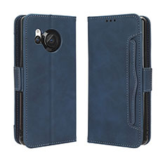 Custodia Portafoglio In Pelle Cover con Supporto BY3 per Sharp Aquos R8 Blu