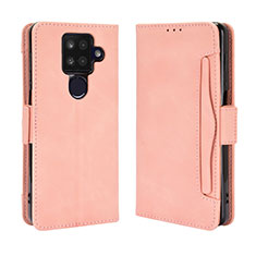 Custodia Portafoglio In Pelle Cover con Supporto BY3 per Sharp Aquos Sense4 Plus Rosa