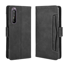 Custodia Portafoglio In Pelle Cover con Supporto BY3 per Sony Xperia 1 II Nero