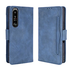 Custodia Portafoglio In Pelle Cover con Supporto BY3 per Sony Xperia 1 III Blu