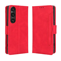 Custodia Portafoglio In Pelle Cover con Supporto BY3 per Sony Xperia 1 V Rosso
