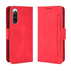 Custodia Portafoglio In Pelle Cover con Supporto BY3 per Sony Xperia 10 IV Rosso