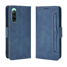 Custodia Portafoglio In Pelle Cover con Supporto BY3 per Sony Xperia 10 V Blu