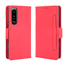 Custodia Portafoglio In Pelle Cover con Supporto BY3 per Sony Xperia 5 III Rosso