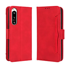 Custodia Portafoglio In Pelle Cover con Supporto BY3 per Sony Xperia 5 IV Rosso