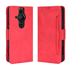Custodia Portafoglio In Pelle Cover con Supporto BY3 per Sony Xperia PRO-I Rosso