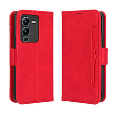 Custodia Portafoglio In Pelle Cover con Supporto BY3 per Vivo V25 Pro 5G Rosso