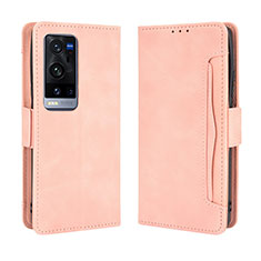 Custodia Portafoglio In Pelle Cover con Supporto BY3 per Vivo X60 Pro+ Plus 5G Rosa