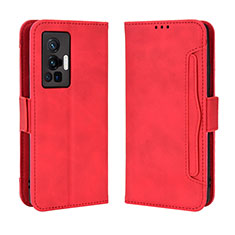 Custodia Portafoglio In Pelle Cover con Supporto BY3 per Vivo X70 Pro 5G Rosso