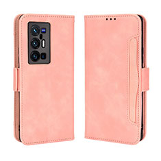 Custodia Portafoglio In Pelle Cover con Supporto BY3 per Vivo X70 Pro+ Plus 5G Rosa