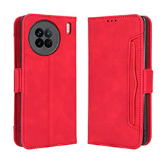 Custodia Portafoglio In Pelle Cover con Supporto BY3 per Vivo X90 5G Rosso