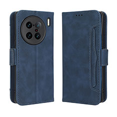 Custodia Portafoglio In Pelle Cover con Supporto BY3 per Vivo X90 Pro+ Plus 5G Blu