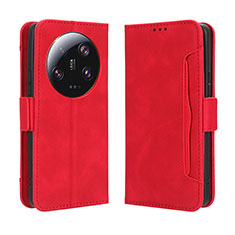 Custodia Portafoglio In Pelle Cover con Supporto BY3 per Xiaomi Mi 13 Ultra 5G Rosso