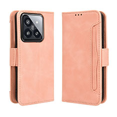 Custodia Portafoglio In Pelle Cover con Supporto BY3 per Xiaomi Mi 14 5G Rosa
