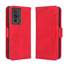 Custodia Portafoglio In Pelle Cover con Supporto BY3 per Xiaomi Poco F5 Pro 5G Rosso
