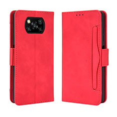 Custodia Portafoglio In Pelle Cover con Supporto BY3 per Xiaomi Poco X3 NFC Rosso