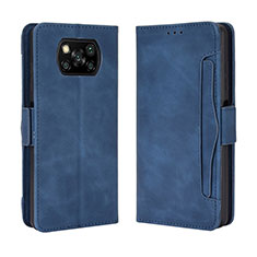 Custodia Portafoglio In Pelle Cover con Supporto BY3 per Xiaomi Poco X3 Pro Blu