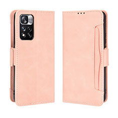 Custodia Portafoglio In Pelle Cover con Supporto BY3 per Xiaomi Poco X4 NFC Rosa