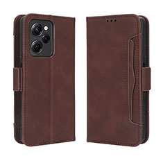 Custodia Portafoglio In Pelle Cover con Supporto BY3 per Xiaomi Poco X5 Pro 5G Marrone