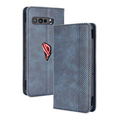 Custodia Portafoglio In Pelle Cover con Supporto BY4 per Asus ROG Phone 3 Blu