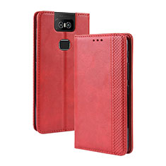 Custodia Portafoglio In Pelle Cover con Supporto BY4 per Asus Zenfone 6 ZS630KL Rosso