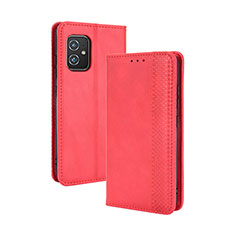 Custodia Portafoglio In Pelle Cover con Supporto BY4 per Asus ZenFone 8 Mini Rosso