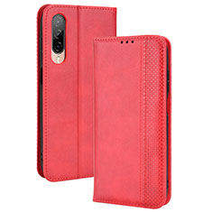 Custodia Portafoglio In Pelle Cover con Supporto BY4 per HTC Desire 22 Pro 5G Rosso