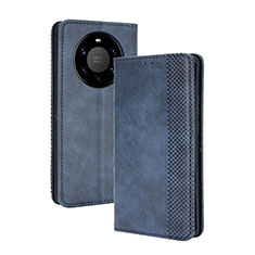 Custodia Portafoglio In Pelle Cover con Supporto BY4 per Huawei Mate 40 Pro+ Plus Blu