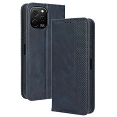 Custodia Portafoglio In Pelle Cover con Supporto BY4 per Huawei Nova Y61 Blu