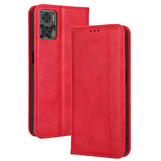 Custodia Portafoglio In Pelle Cover con Supporto BY4 per Motorola Moto E22 Rosso