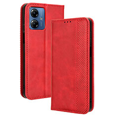 Custodia Portafoglio In Pelle Cover con Supporto BY4 per Motorola Moto G14 Rosso